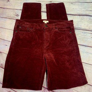 J. Crew | Crushed Velvet Rust Red Stretch Skinny Pants Size 28